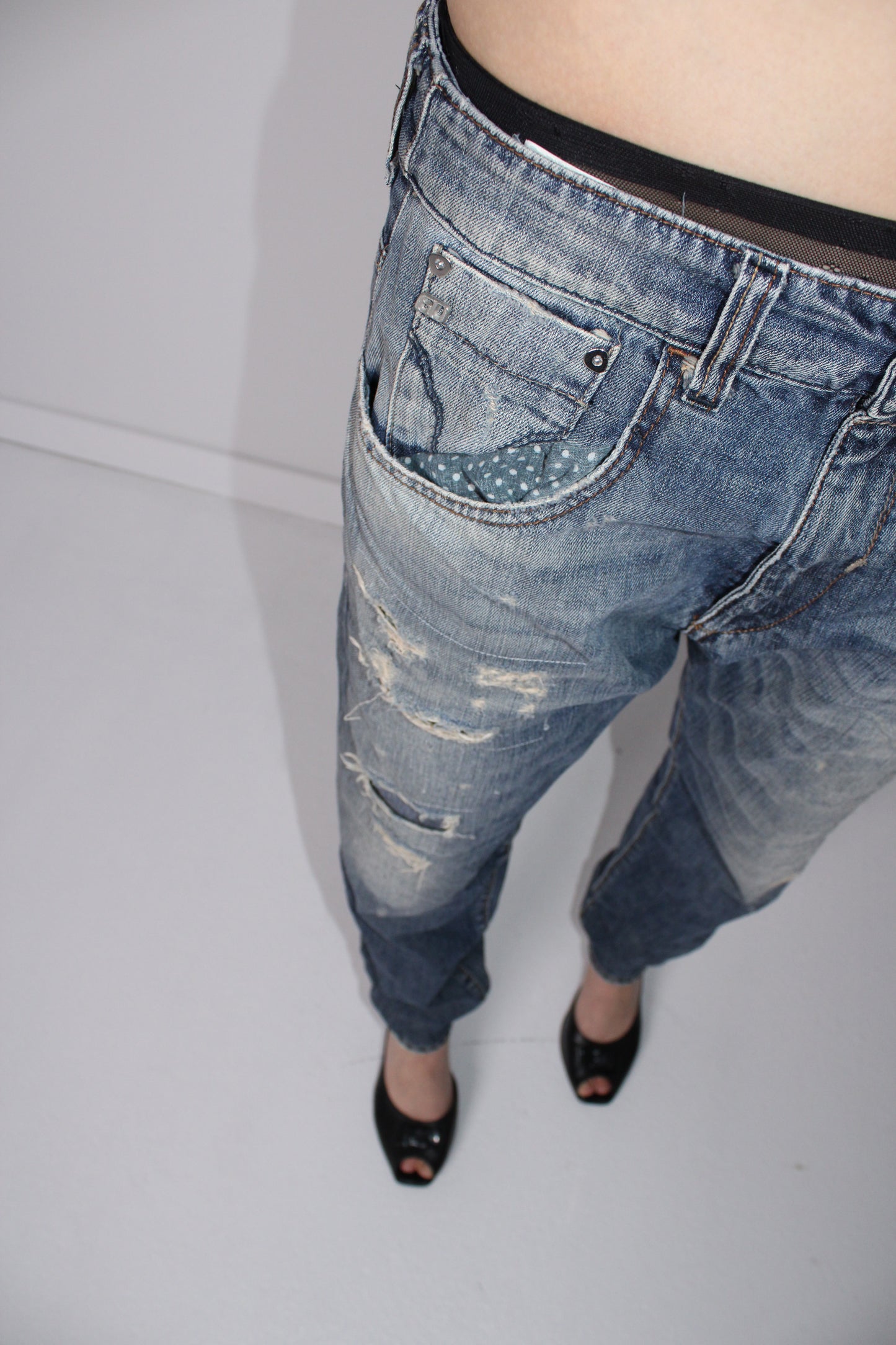 MISS SIXTY DISTRESSED BLUE DENIM JEANS