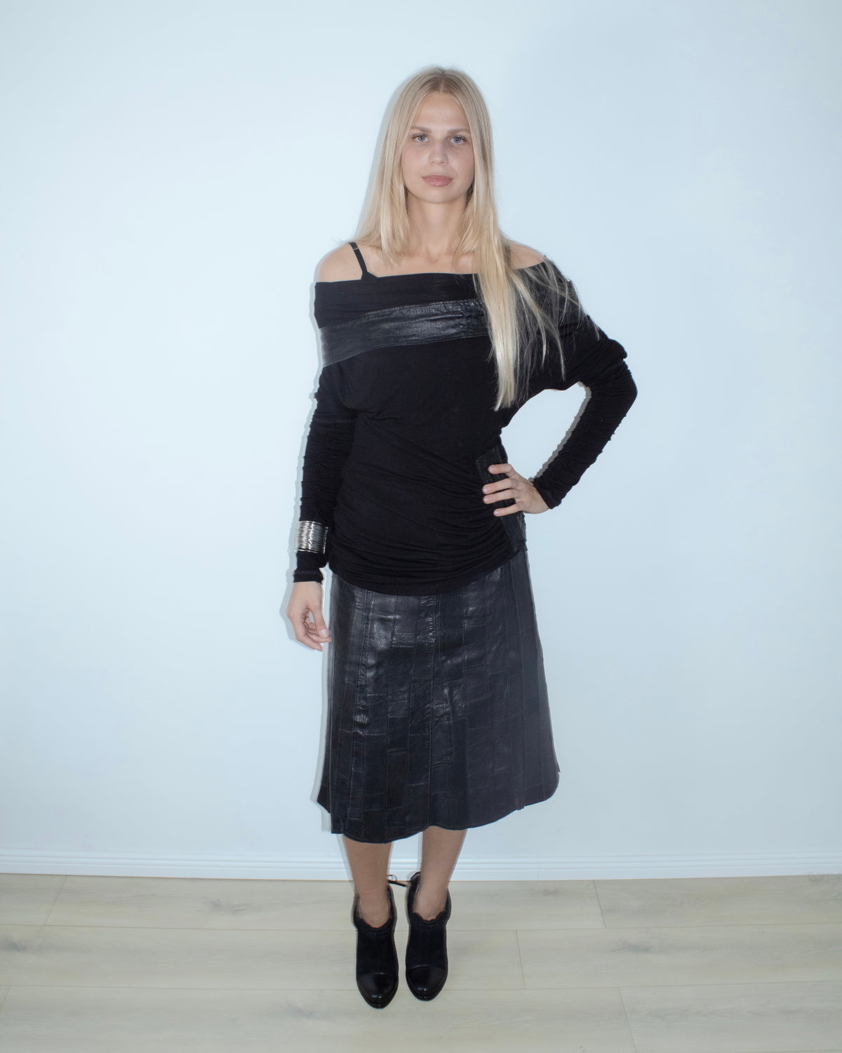 black leather ankle boots