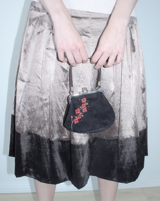 black velvet embroidered handbag