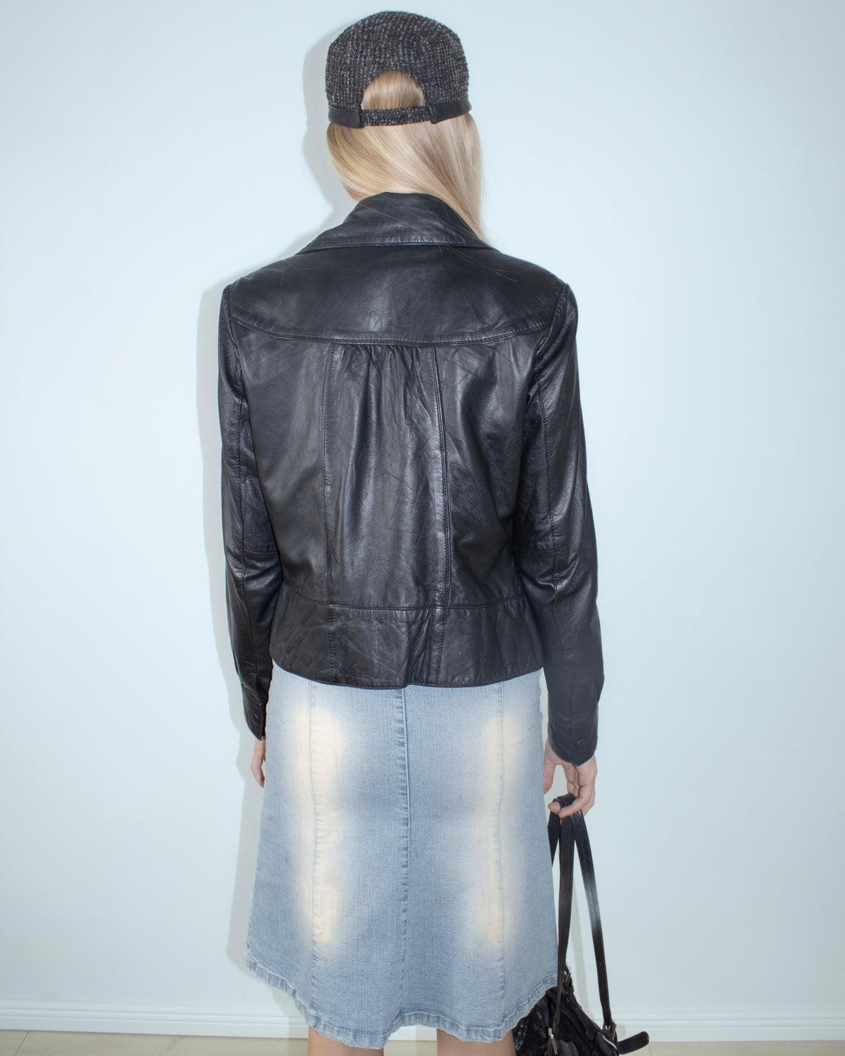 black leather fitted jacket