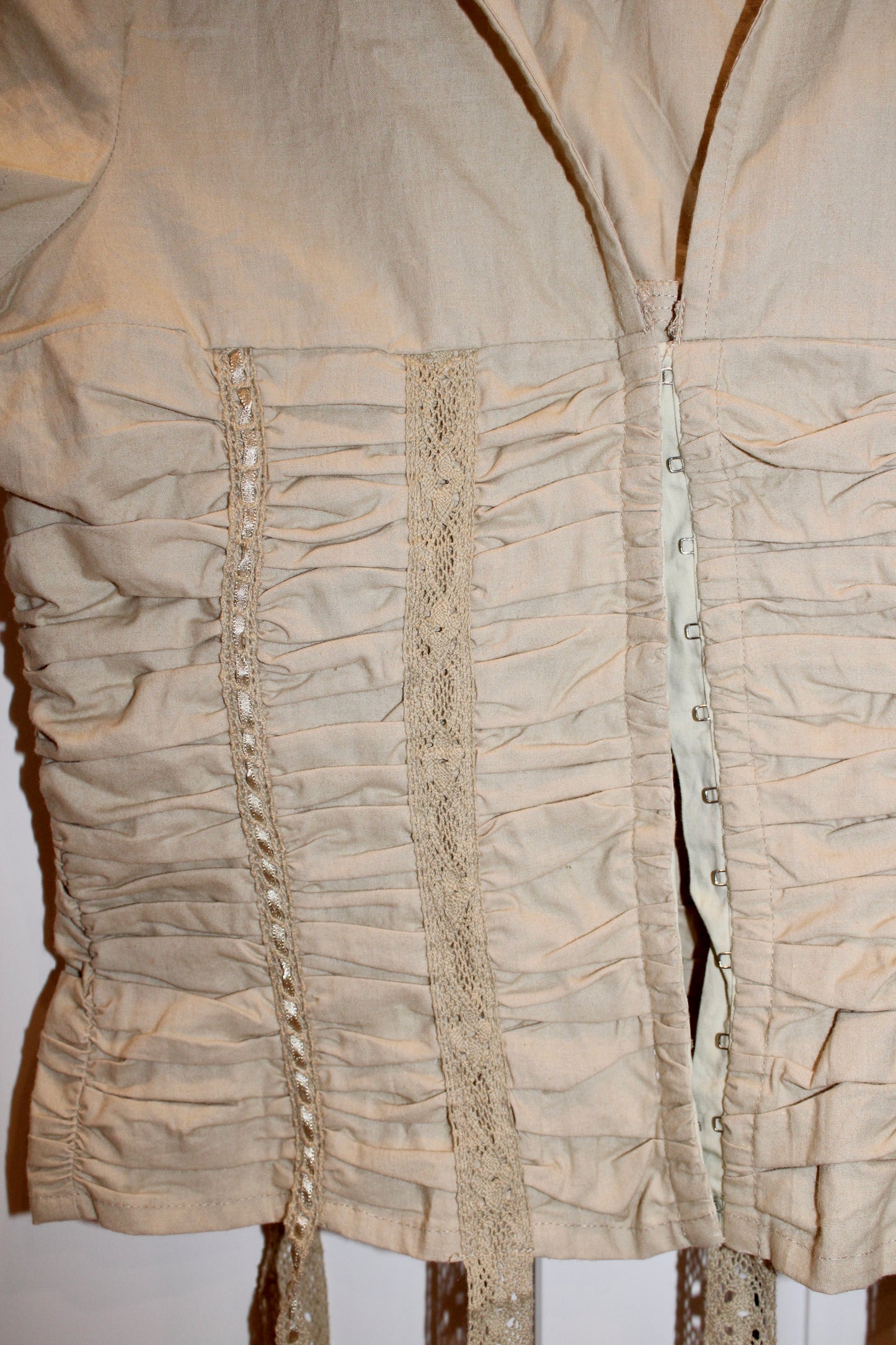 BEIGE RUCHED CORSET TOP