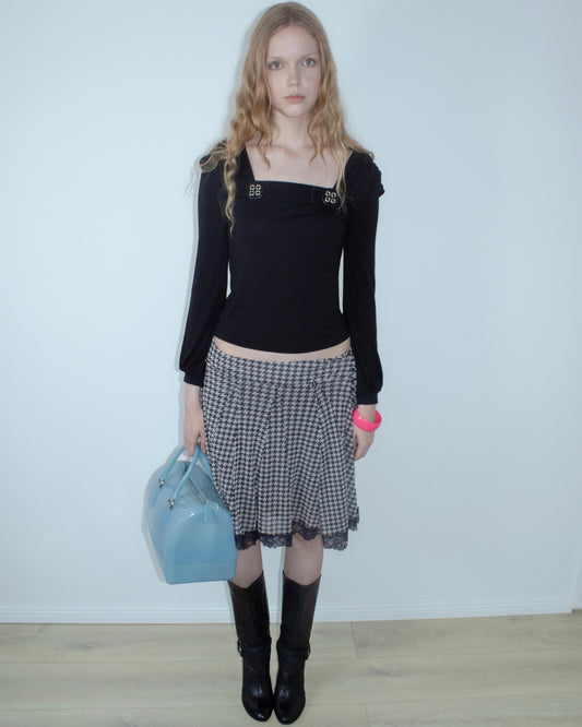 houndstooth lace skirt
