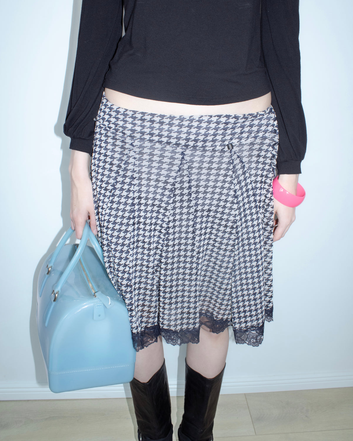 houndstooth lace skirt