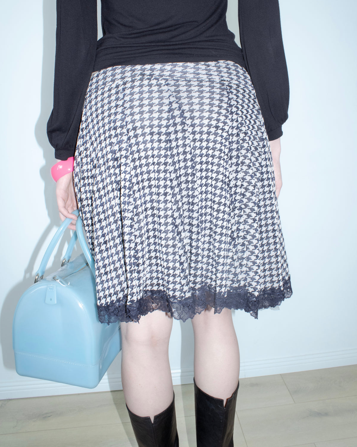 houndstooth lace skirt