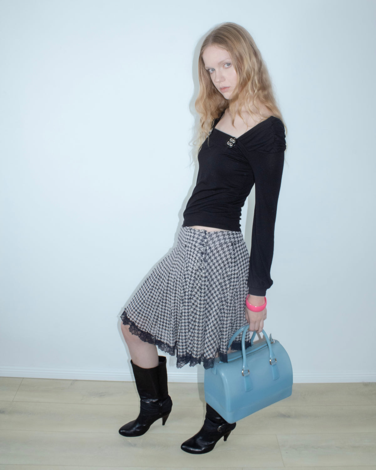 bright blue jelly boston bag