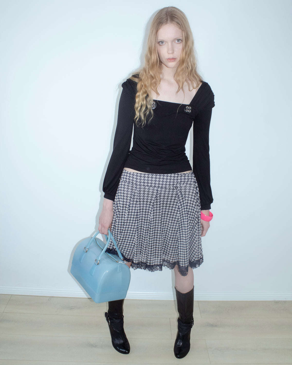 houndstooth lace skirt