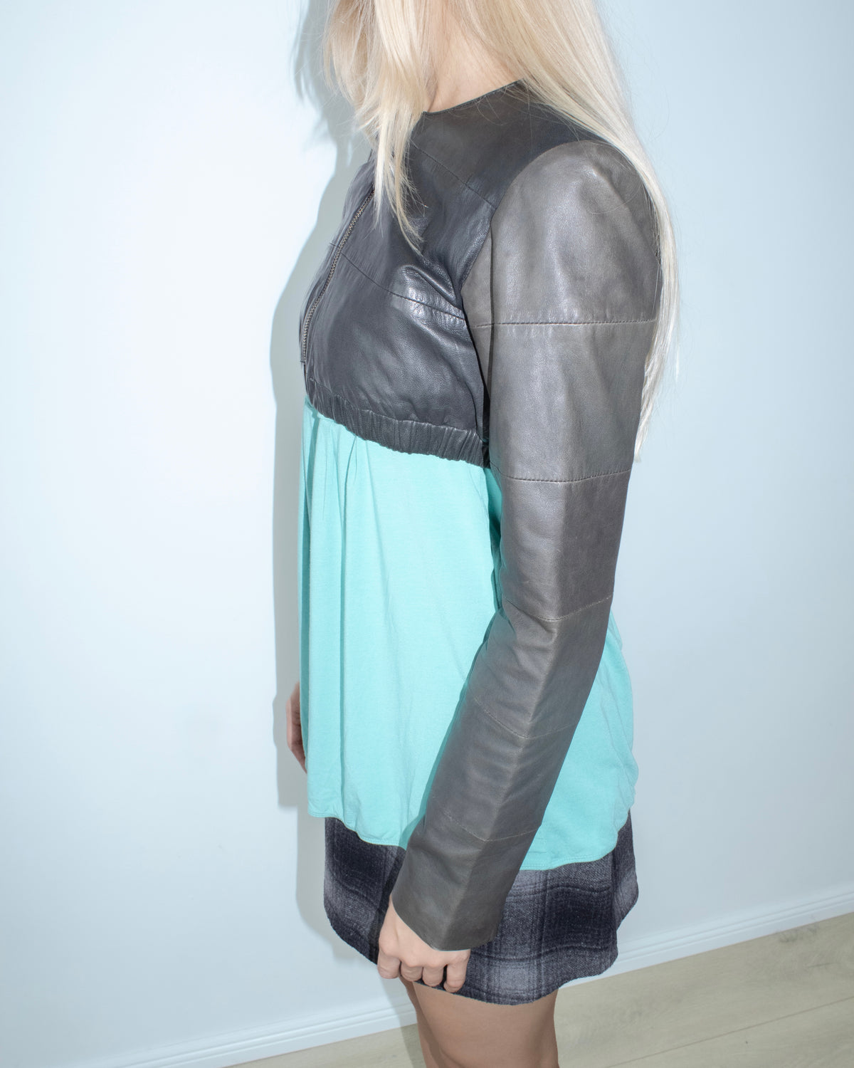 leather zip up bolero