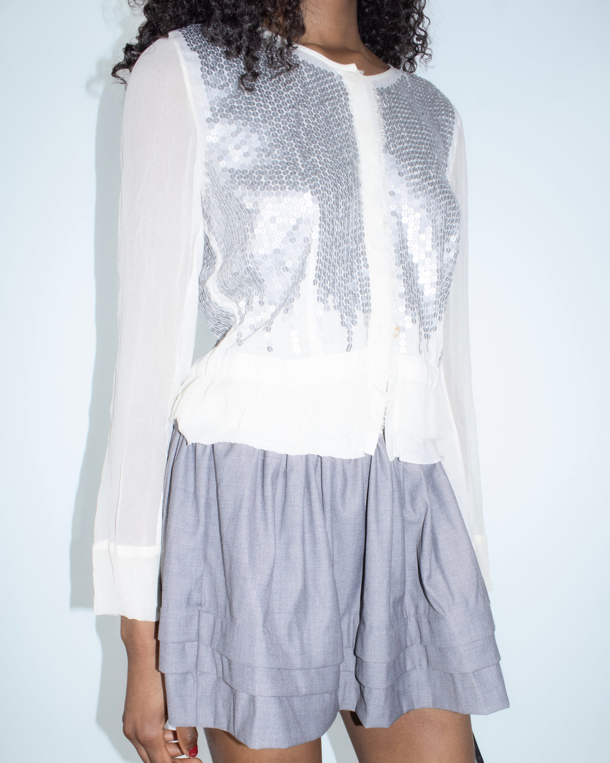 grey structured mini skirt