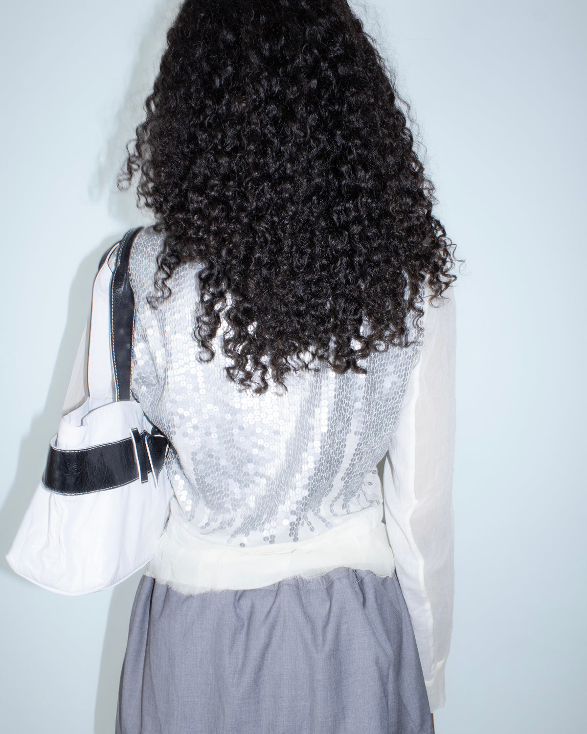 white silk sequence cardigan