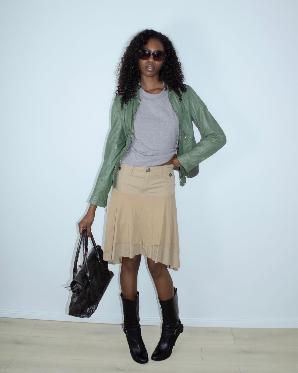 green leather jacket