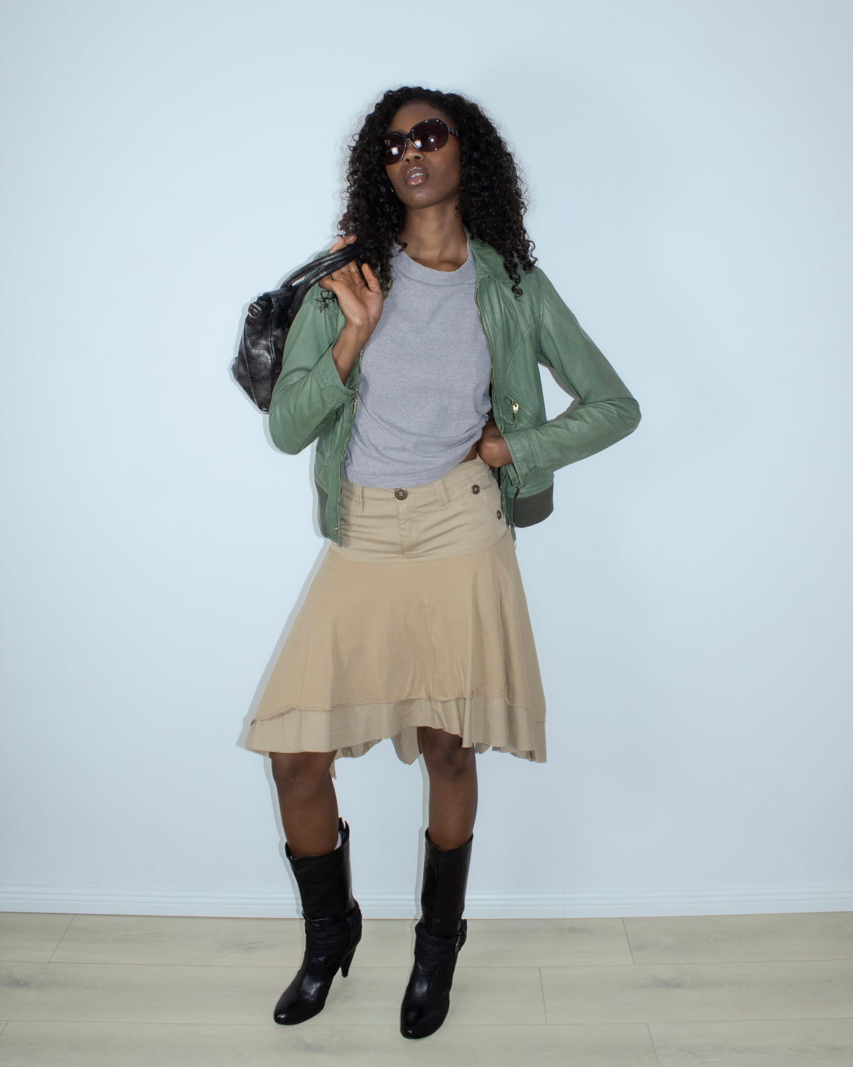 green leather jacket