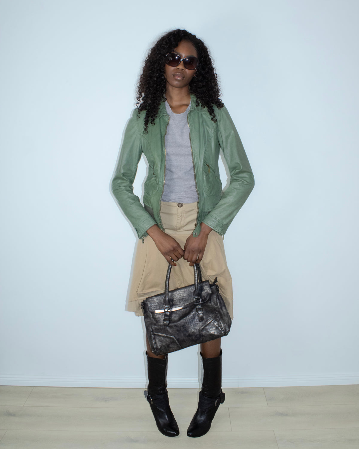 green leather jacket