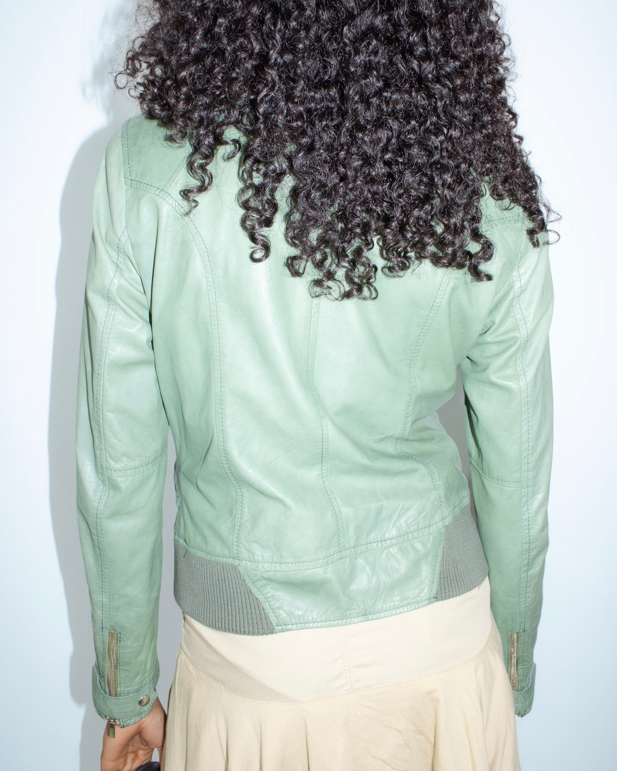 green leather jacket