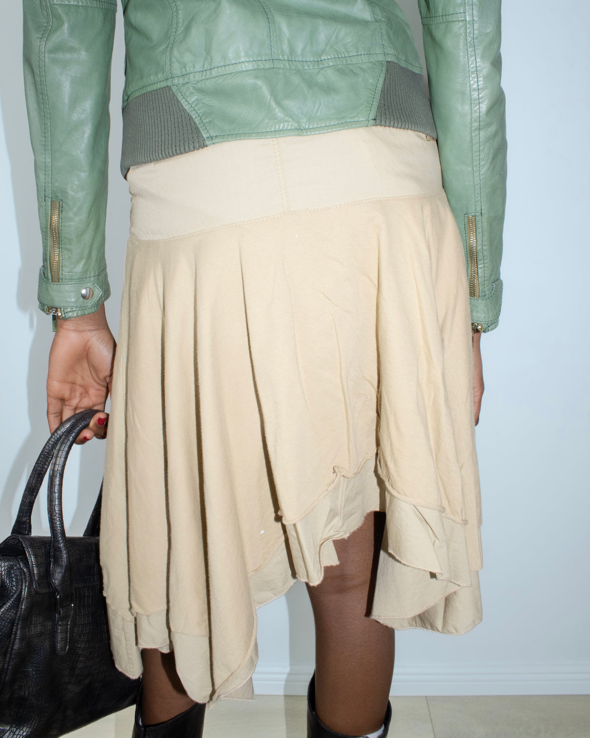 beige asymmetric skirt