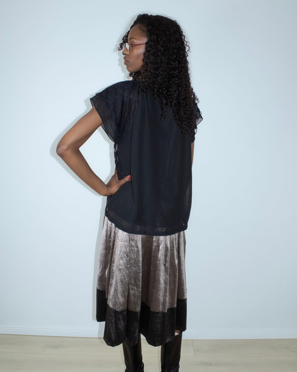 black sheer polka dot blouse