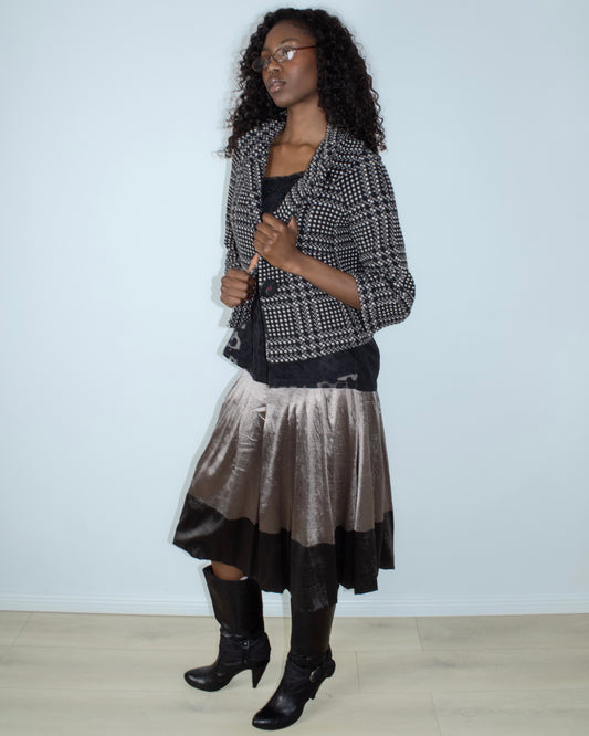 black tweed check peacoat