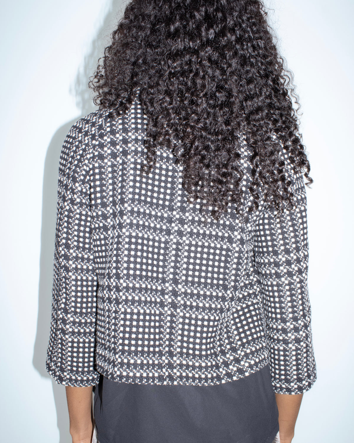 black tweed check peacoat