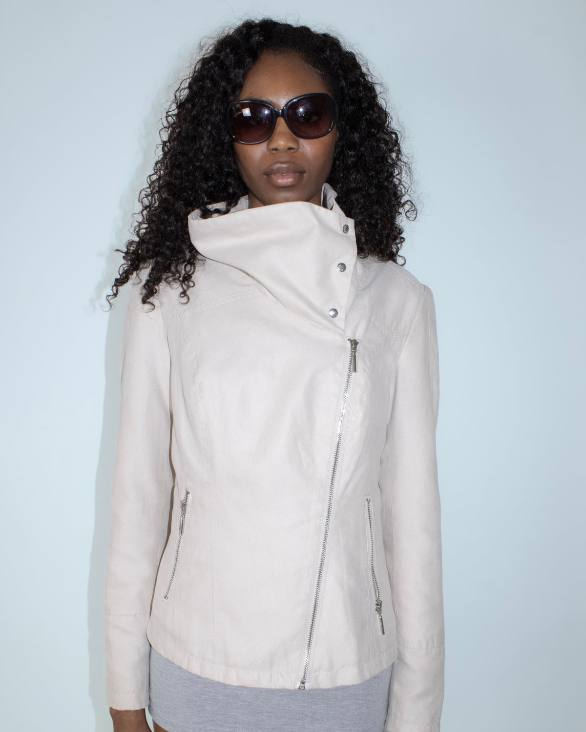 high neck asymmetrical jacket