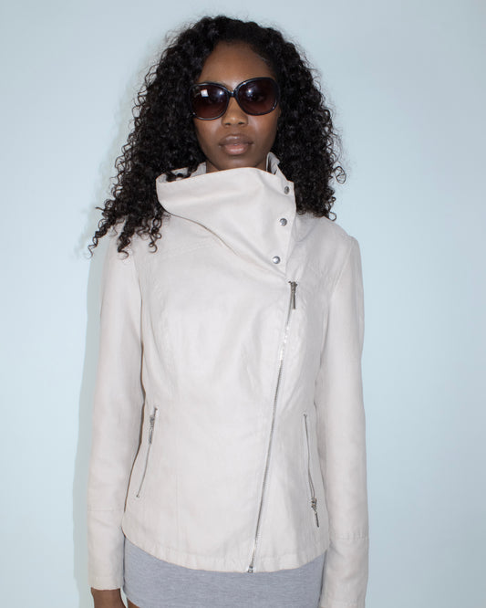 high neck asymmetrical jacket