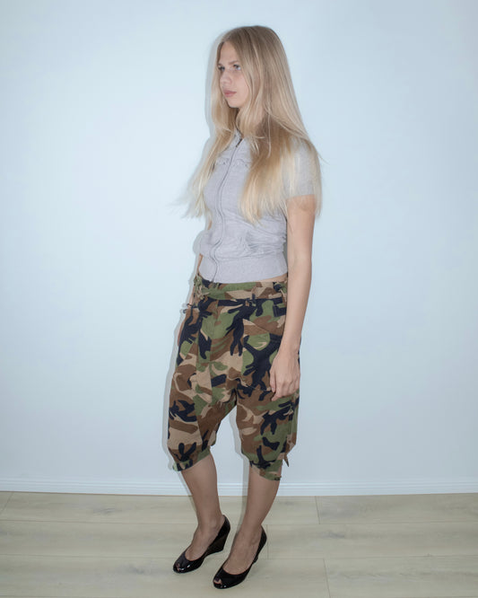camo drop-crotch shorts