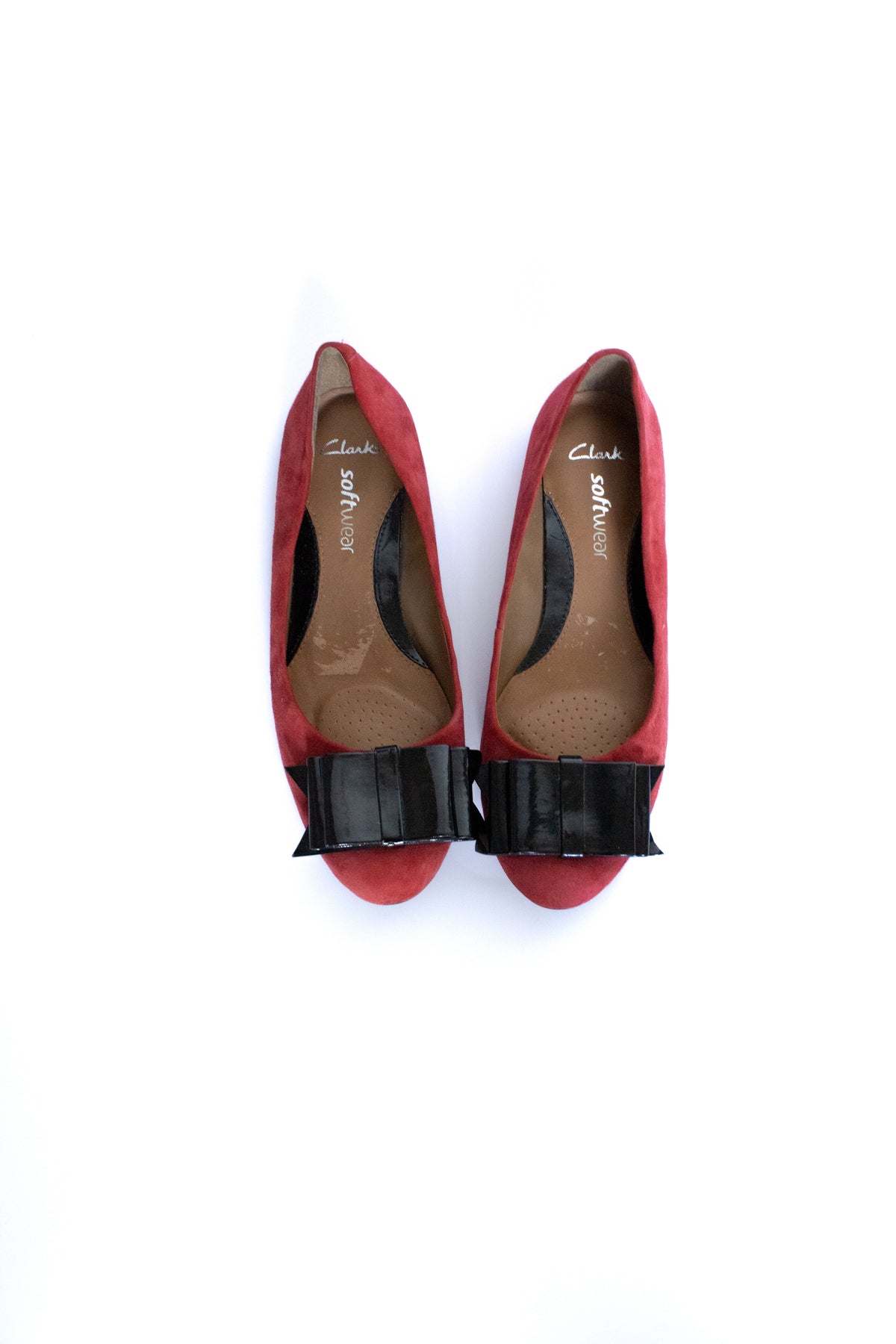 red suede bow ballerinas