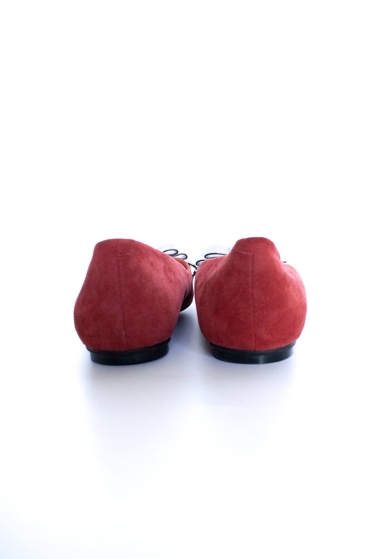 red suede bow ballerinas