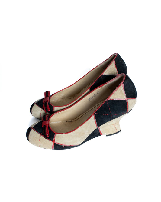 suede wedge pumps