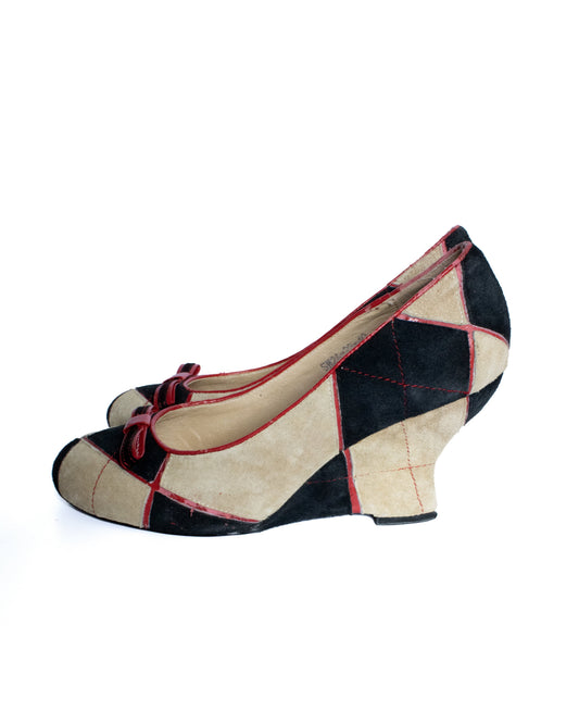 suede wedge pumps