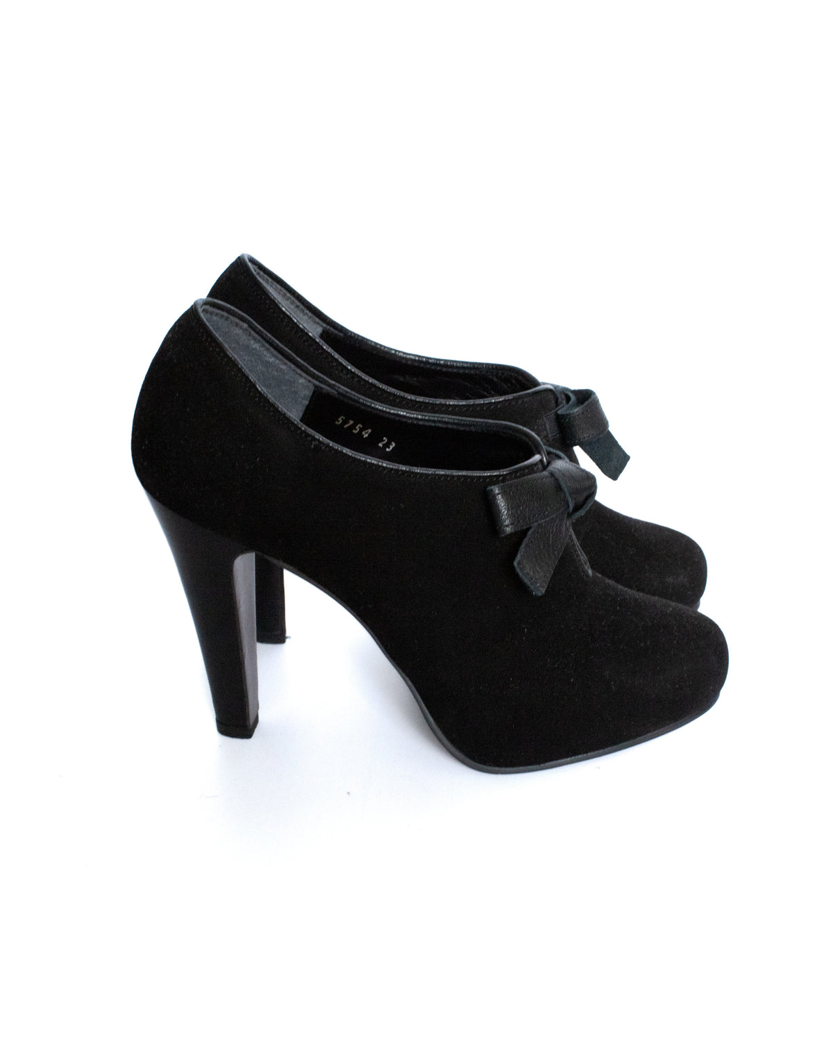 black suede bow ankle boots