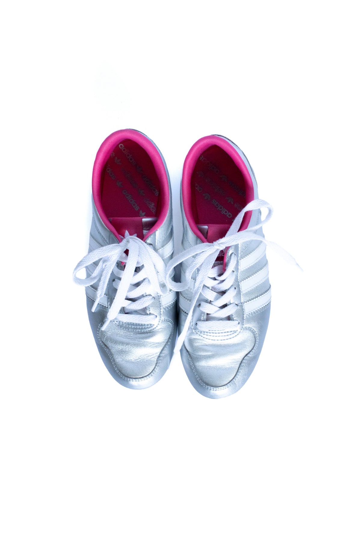 adidas silver & pink sneakers