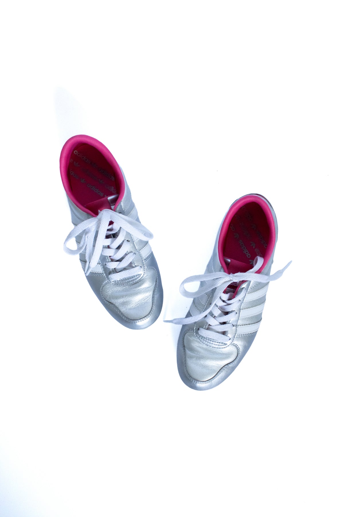 adidas silver & pink sneakers