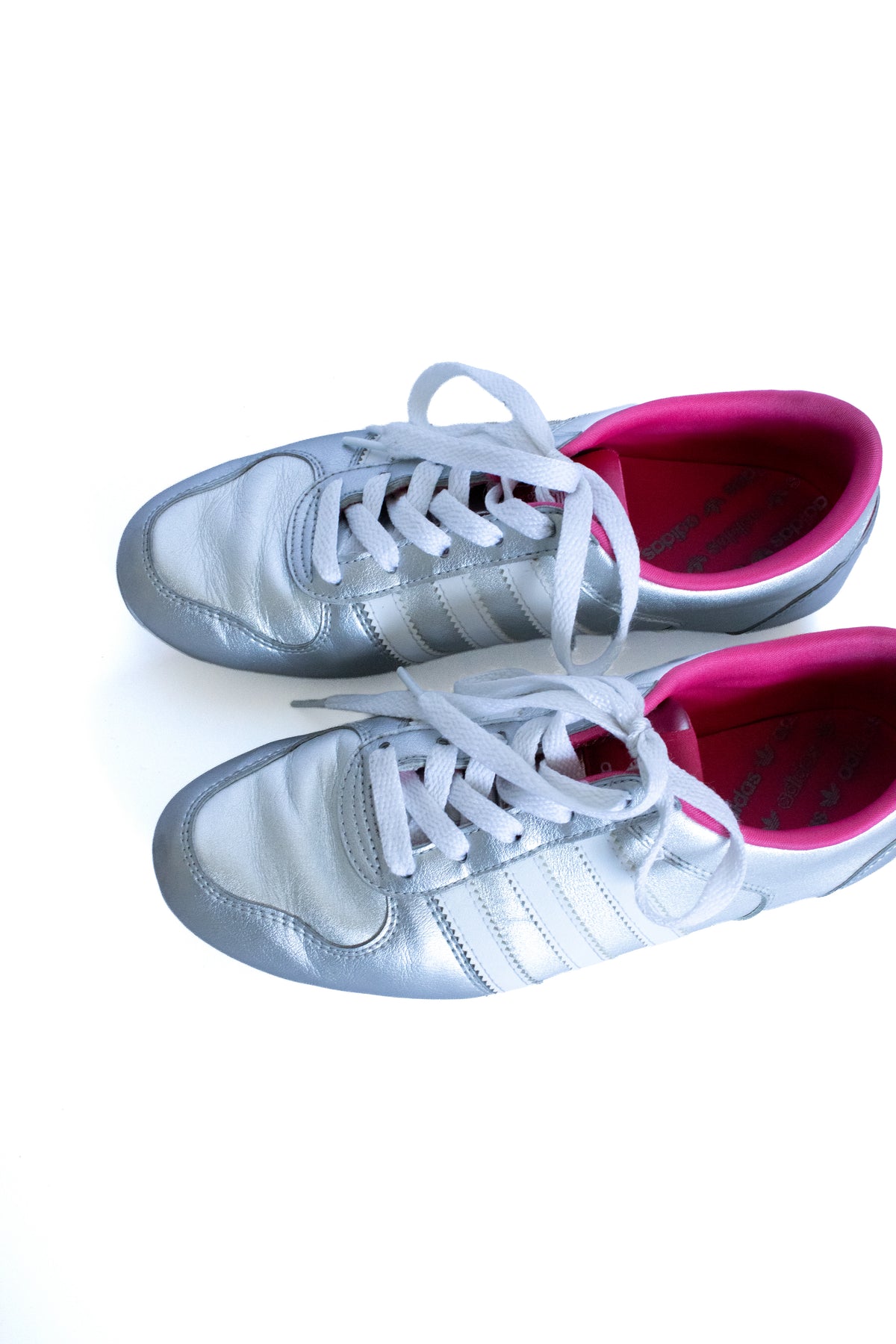 adidas silver & pink sneakers