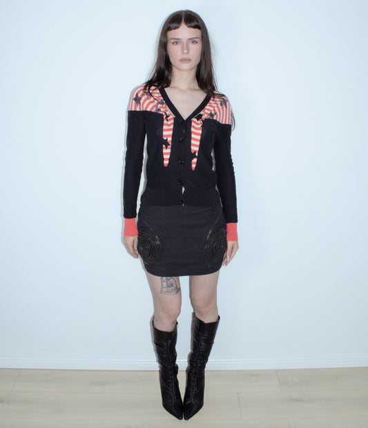 sonia rykiel black red white cardigan