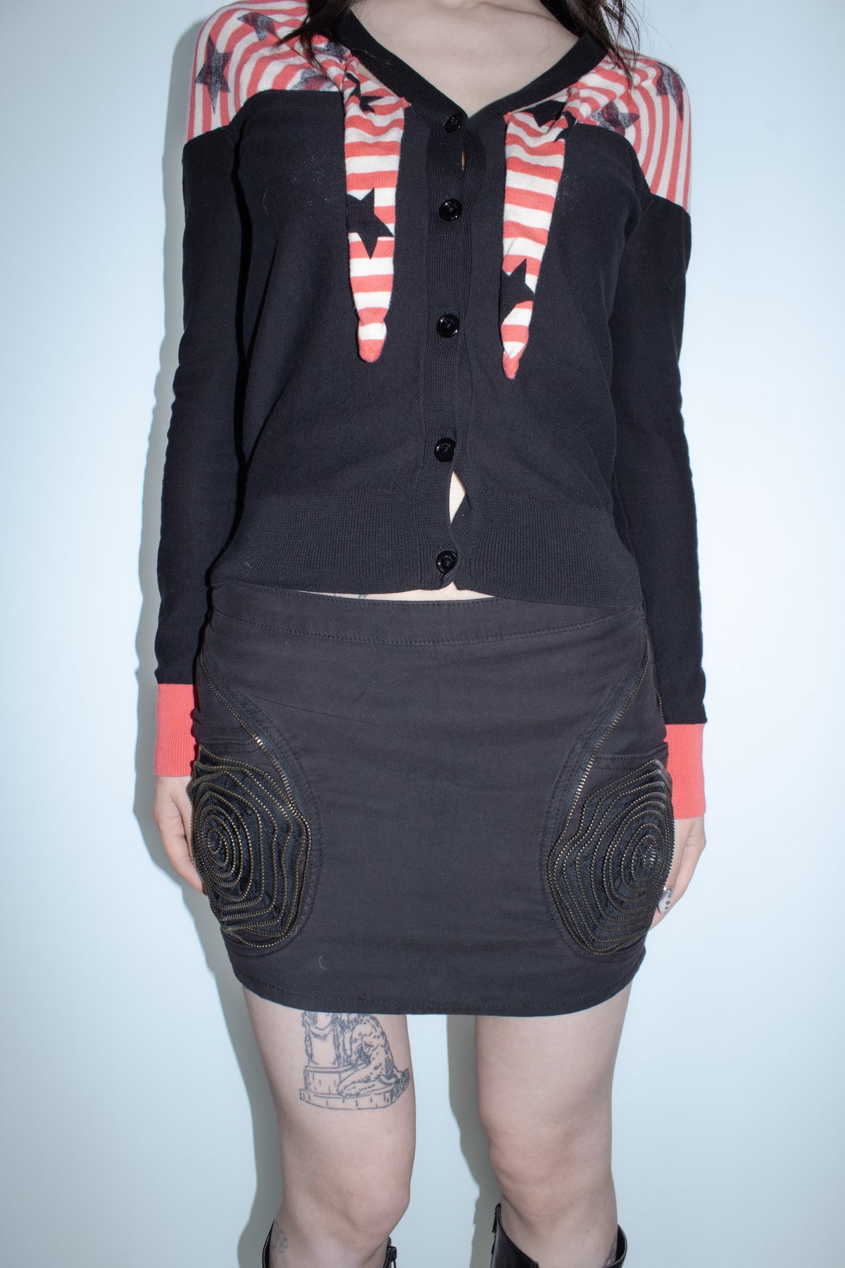 zipper mini skirt