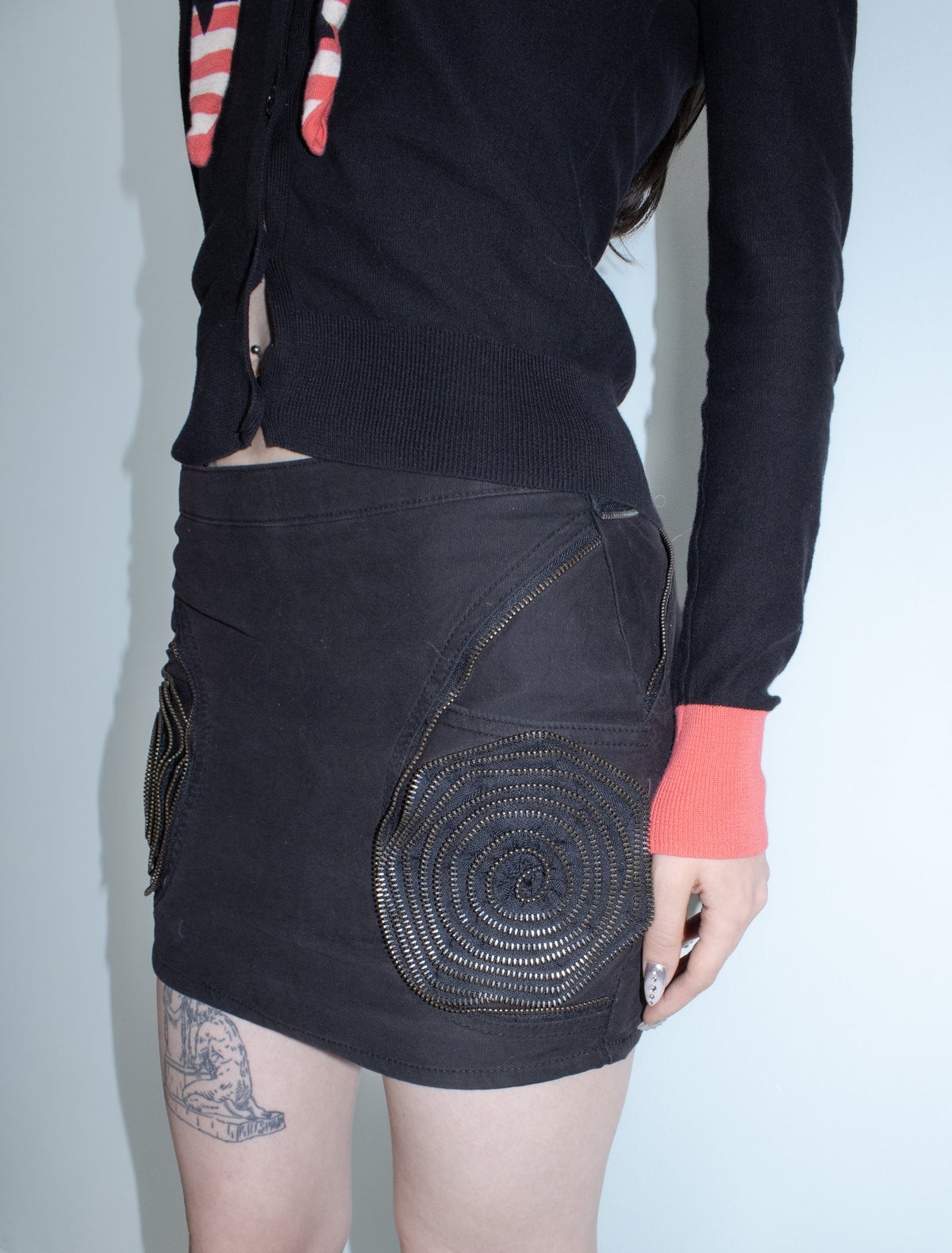 zipper mini skirt