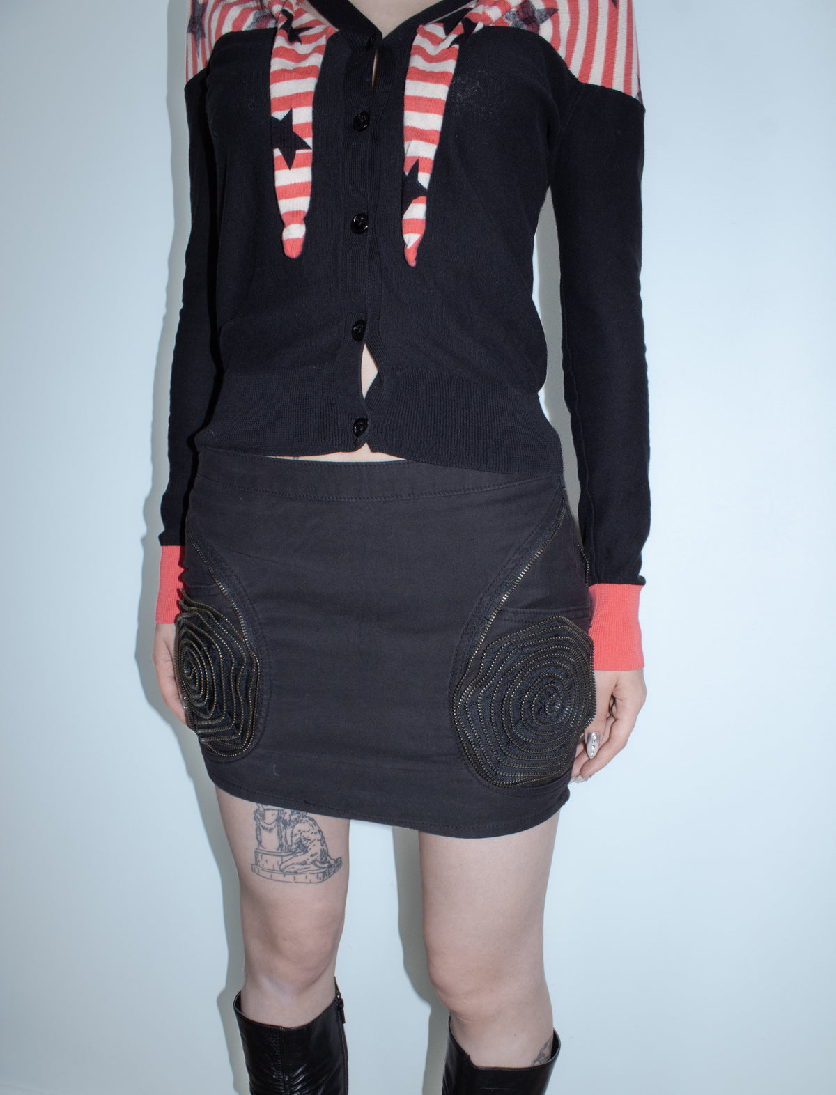 zipper mini skirt