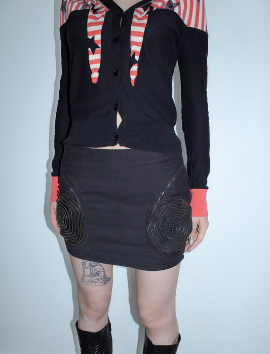 zipper mini skirt