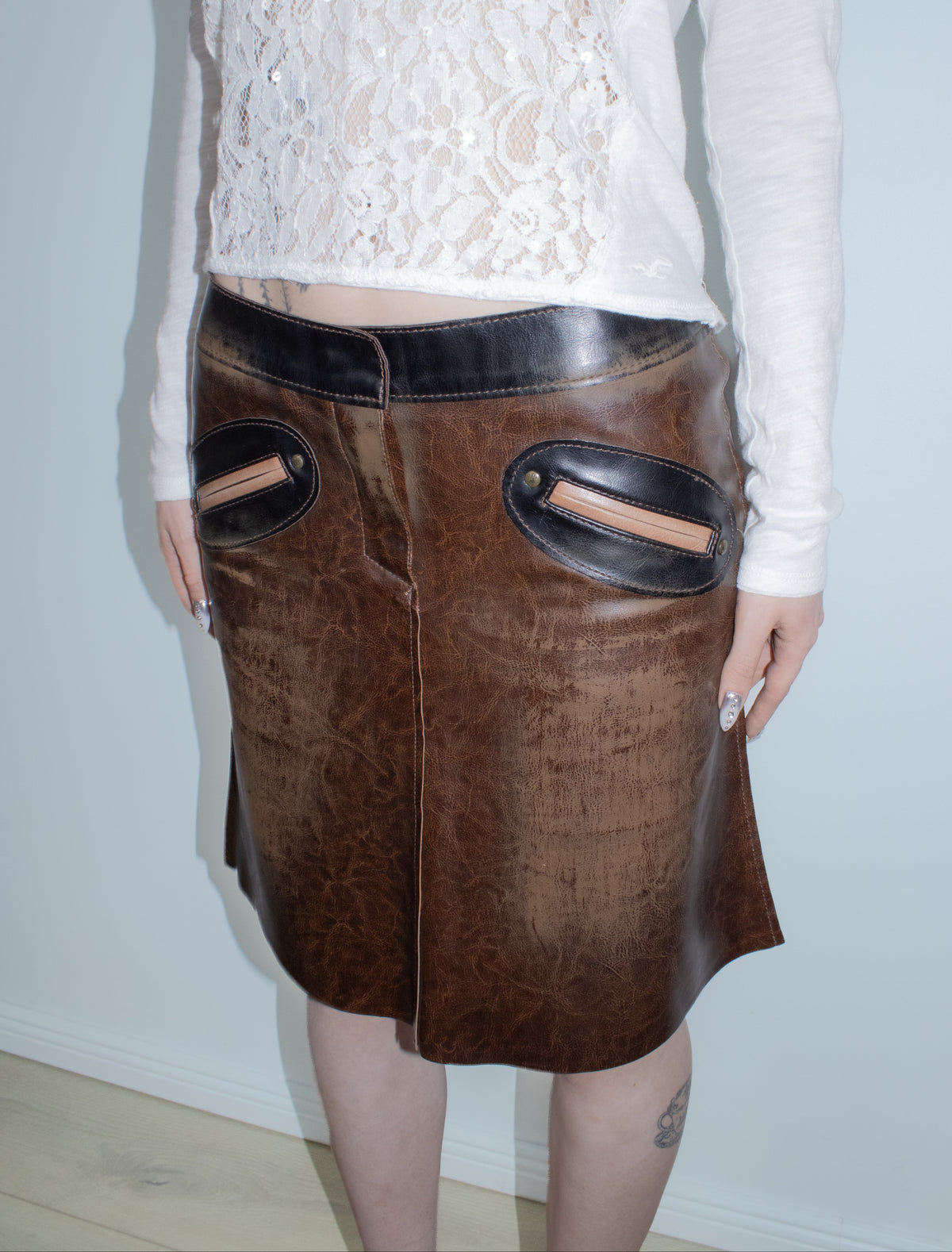 miss sixty brown midi skirt