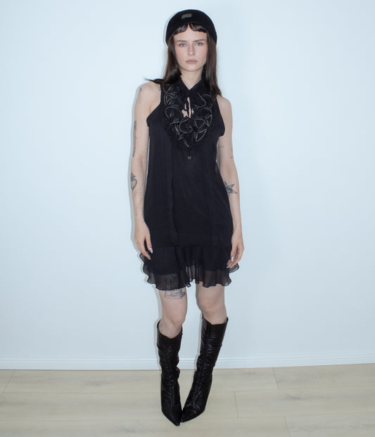 zipper black dress