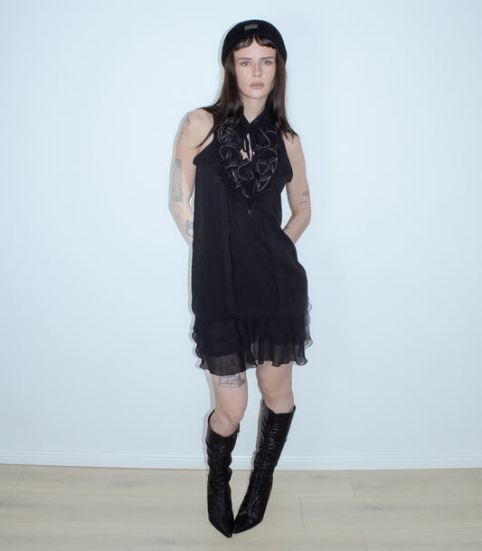 zipper black dress
