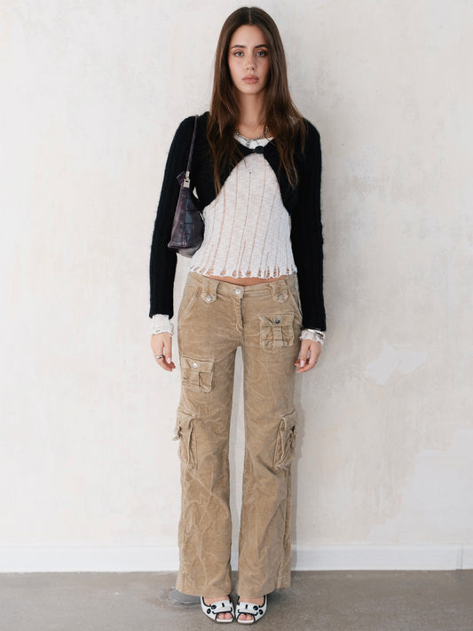 LOW RISE CORDUROY CARGO PANTS
