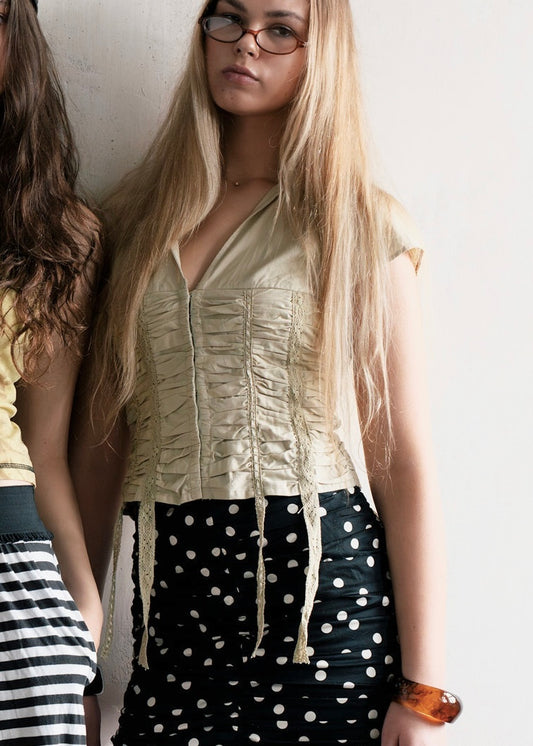 BEIGE RUCHED CORSET TOP