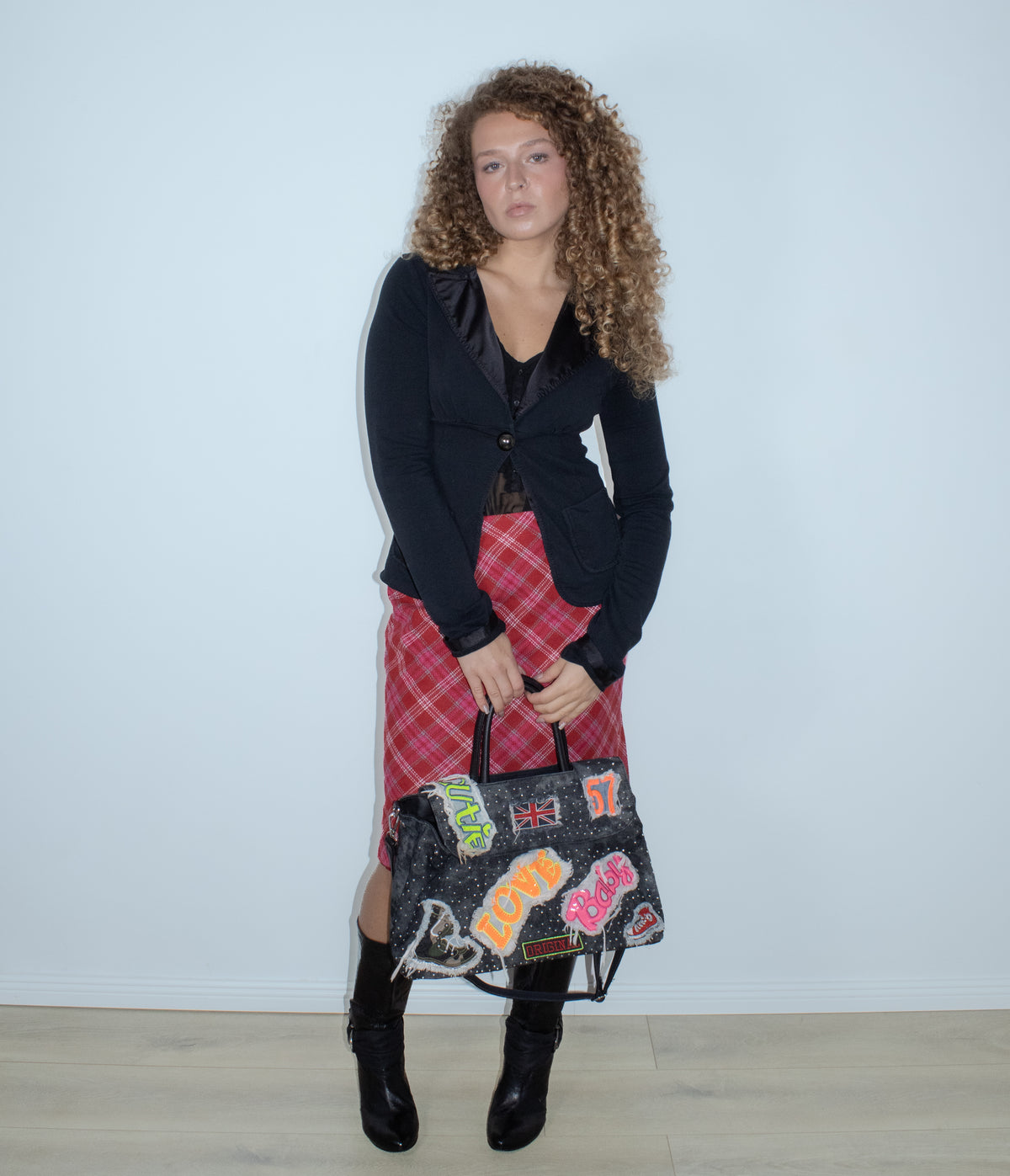 black shinny collar jacket