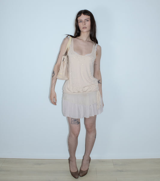 beige rhinestone tunic/top