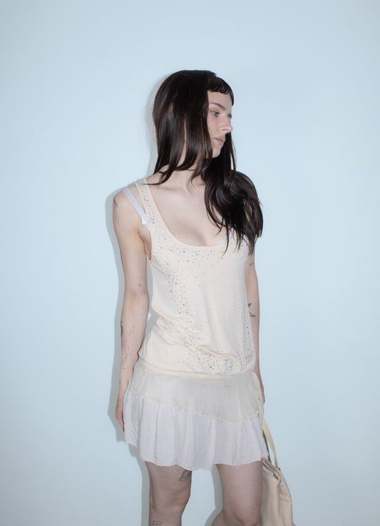 beige rhinestone tunic/top