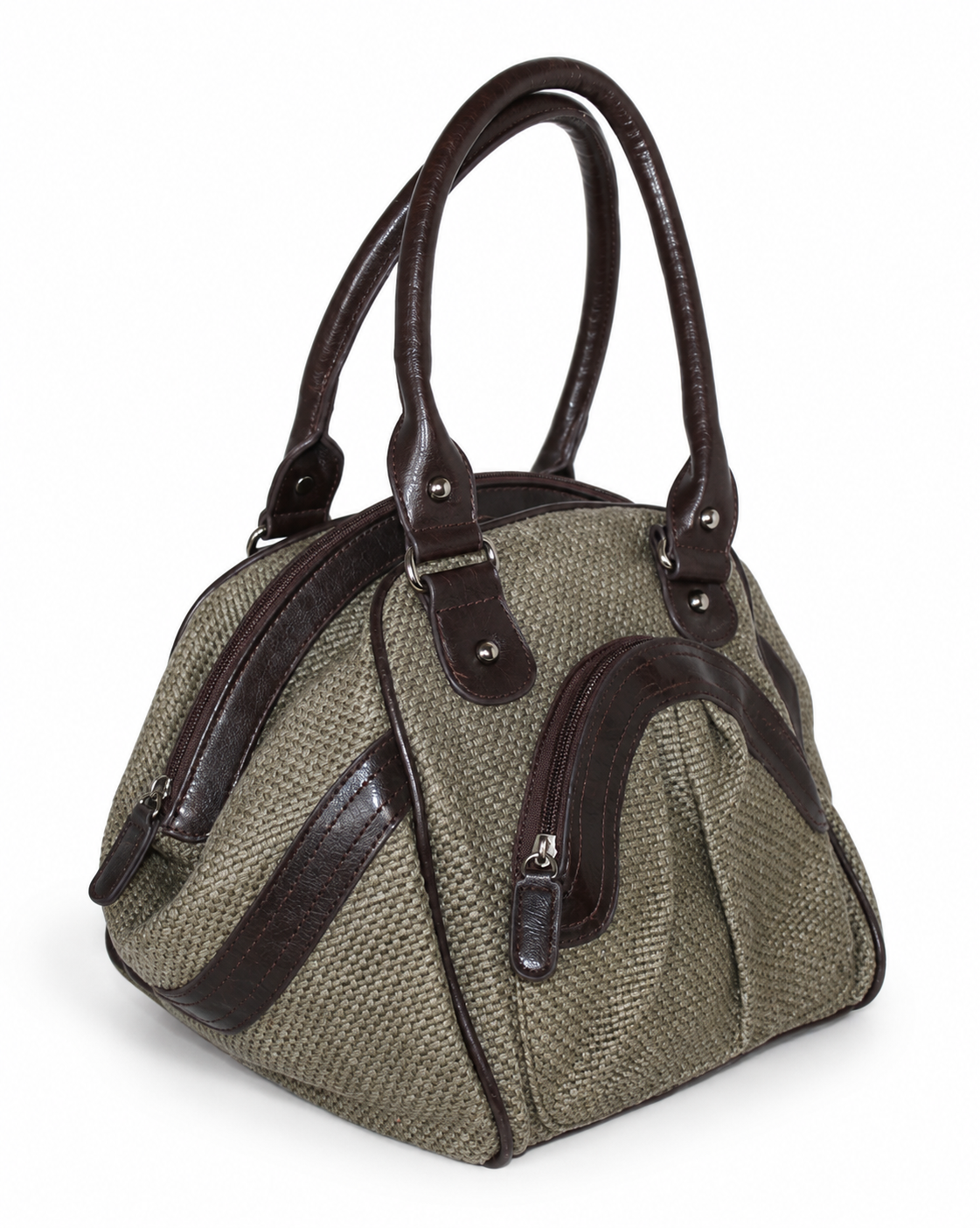 brown woven bowling bag