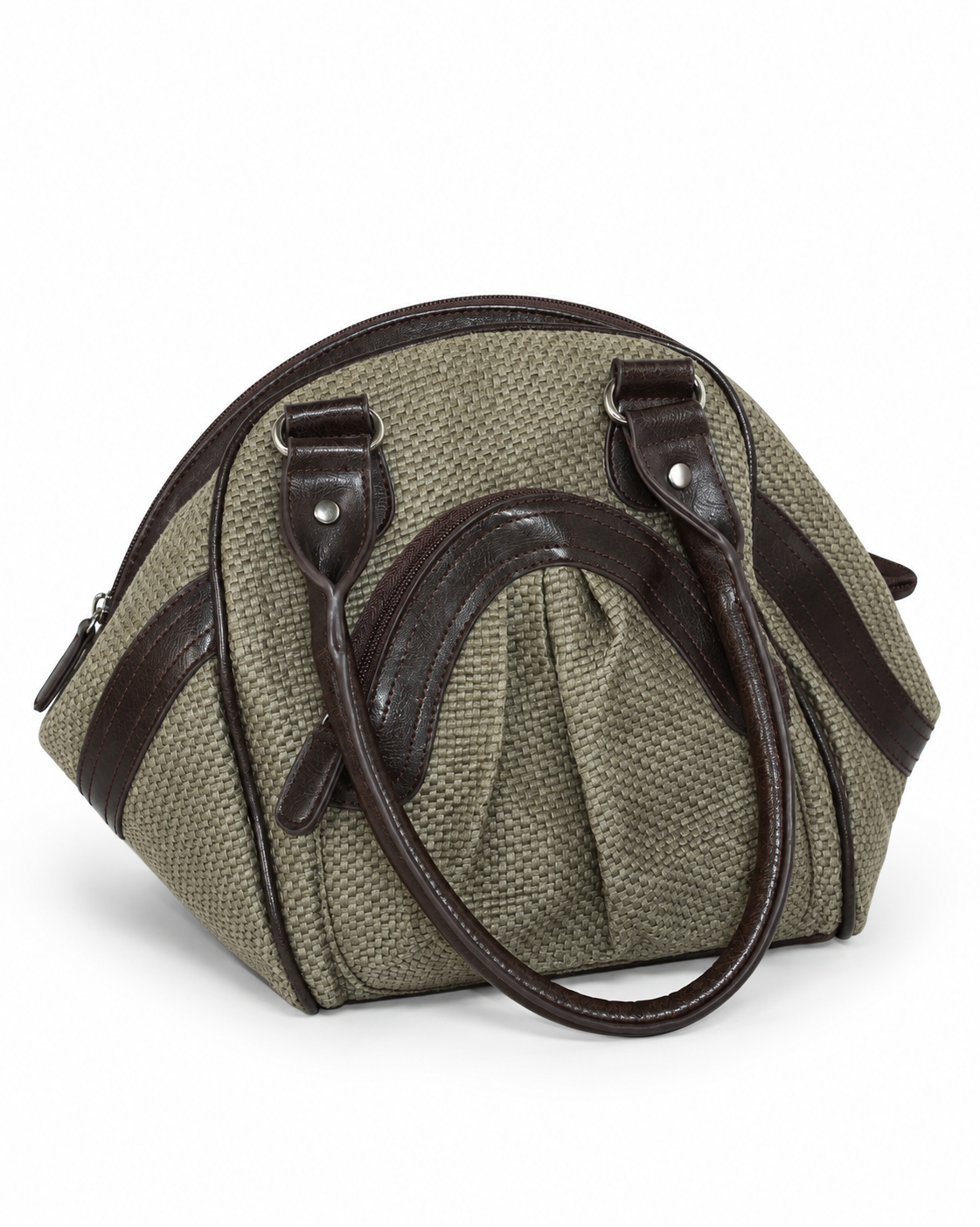 brown woven bowling bag