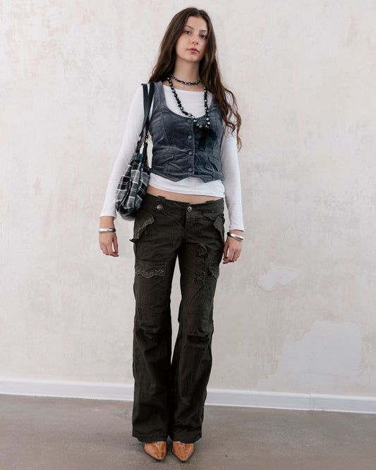 BROWN LOW RISE CARGO PANTS