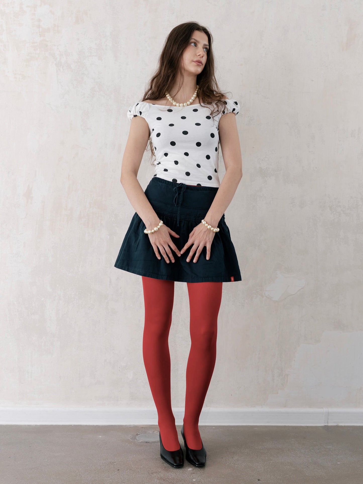 NAVY A-LINE FLARED MINI SKIRT