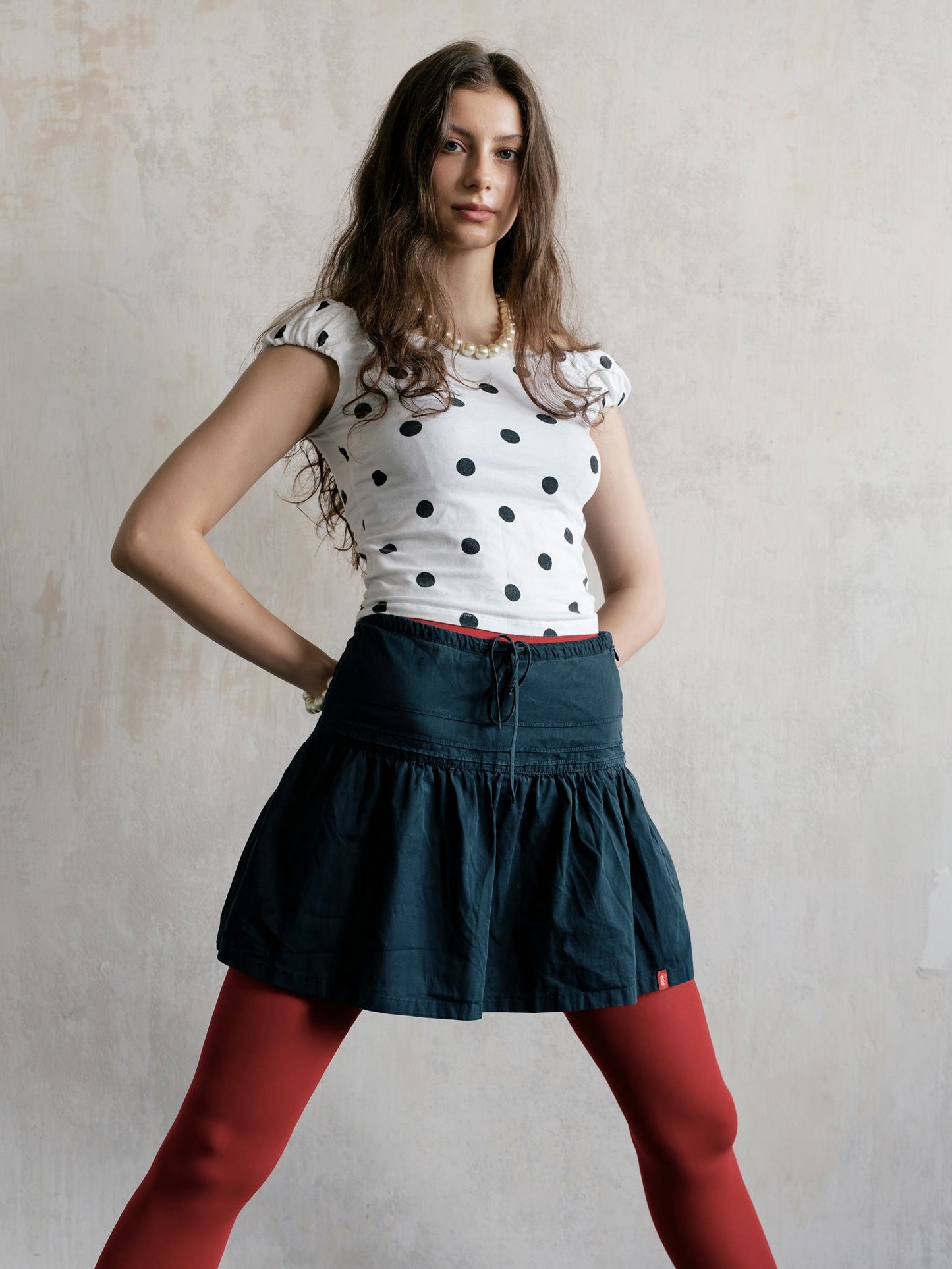 NAVY A-LINE FLARED MINI SKIRT